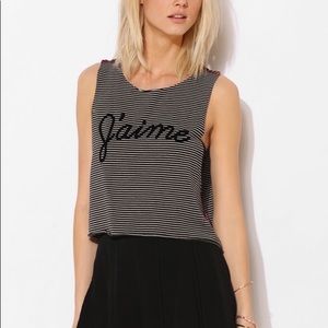 Truly Madly Deeply J'aime Stripe Crop Muscle Tee